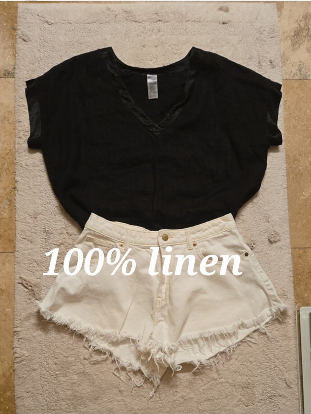 100% linen black top size L